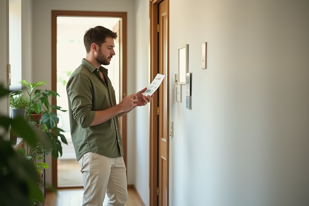 Jeune homme choisissant des échantillons de peinture