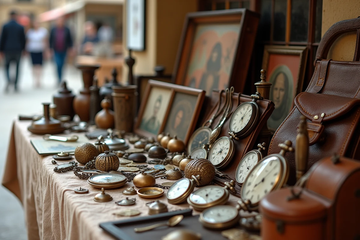 Table d'objets vintage et antiquités à vendre lors d'un vide grenier en Tarn-et-Garonne autour de Montauban